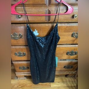 B. Smart Black Sequin Mini Dress